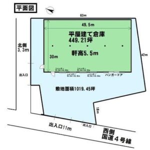 埼玉県越谷市大字南荻島１０２９－１　449.2坪　貸倉庫・貸工場｜L-Net（エルネット） 画像1