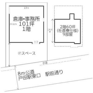 埼玉県戸田市大字新曽192-2　160.5坪　貸倉庫・貸工場｜L-Net（エルネット） 画像1