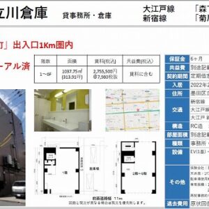 東京都墨田区立川２丁目１２－５　313.9坪　貸倉庫・貸工場｜L-Net（エルネット） 画像1