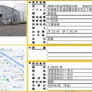 神奈川県愛甲郡愛川町角田５０１－１　1532.8坪　貸倉庫・貸工場｜L-Net（エルネット） 画像1