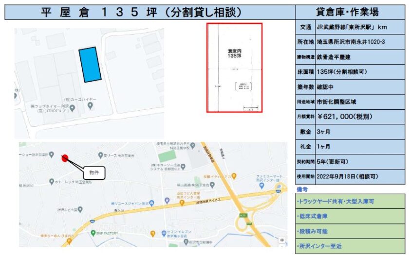 埼玉県所沢市大字南永井１０２０－３　135坪